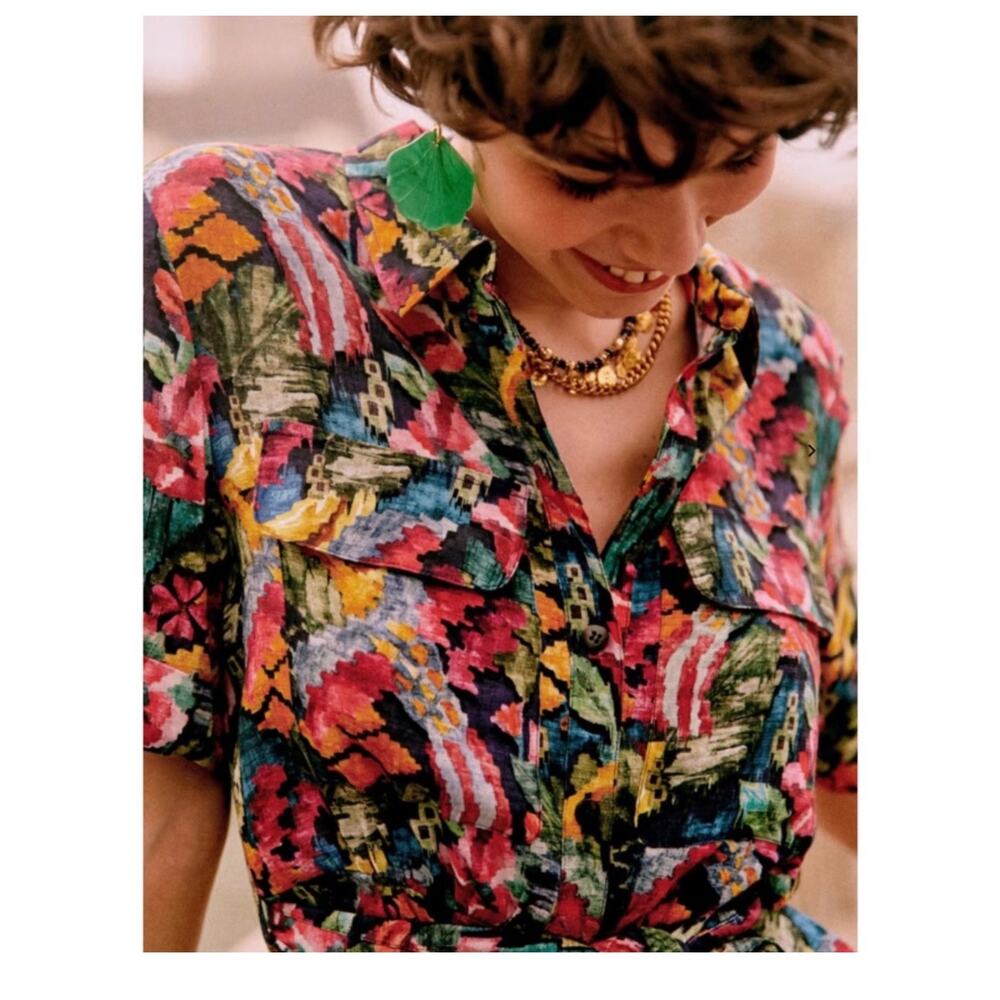 Sezane Laurette Dress Floral Multicolor Print Parisian Feminine Size 38 Medium - Picture 3 of 16